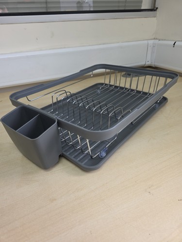 Grey dish drainer - drainer, kitchen