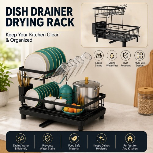 Tier dish drainer rack - 2,