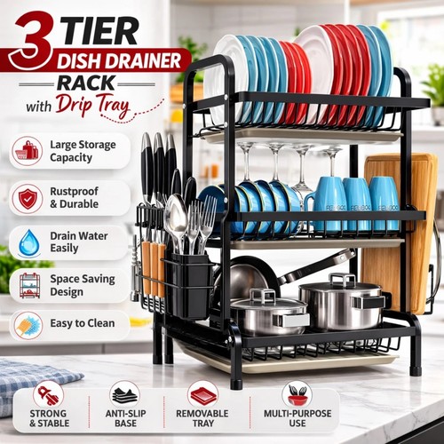 Tier dish drainer rack - tier,