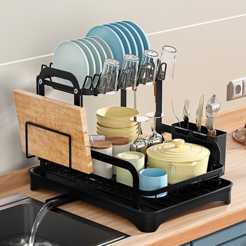 Tier dish drainer rack with - tier,